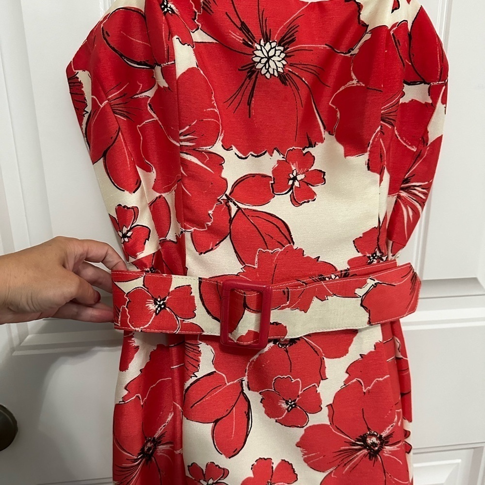 Jessica Howard fully lined Coral floral dress with matching cardigan EUC